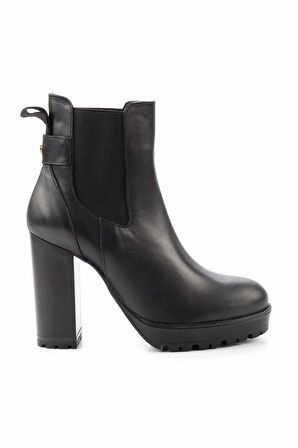 Siyah Hakiki Deri Kadın Bot & Bootie K02351315703