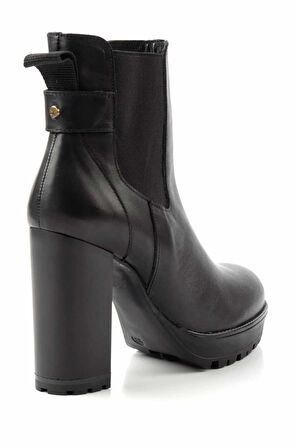 Siyah Hakiki Deri Kadın Bot & Bootie K02351315703