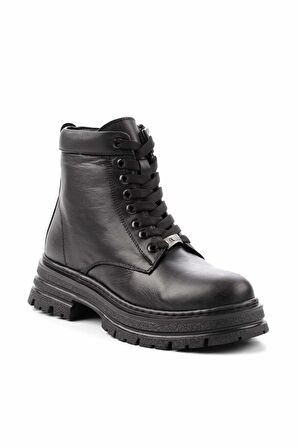 Siyah Hakiki Deri Kadın Bot & Bootie K02358185103