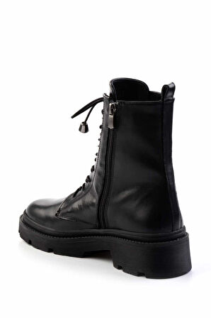 Siyah Hakiki Deri Kadın Bot & Bootie K02351320003