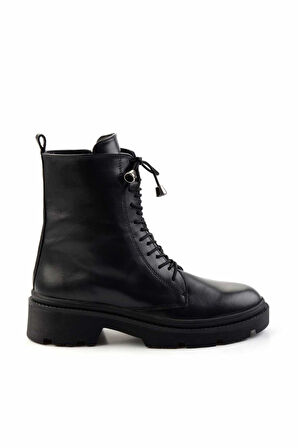 Siyah Hakiki Deri Kadın Bot & Bootie K02351320003