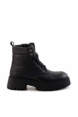 Siyah Hakiki Deri Kadın Bot & Bootie K02351320503