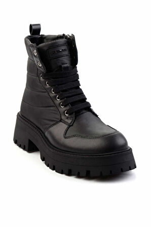 Siyah Hakiki Deri Kadın Bot & Bootie K02351320503