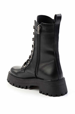 Siyah Hakiki Deri Kadın Bot & Bootie K02351321003