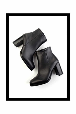 Siyah Hakiki Deri Kadın Bot & Bootie K02351322003