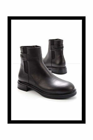 Siyah Leather Kadın Bot & Bootie K02379013243