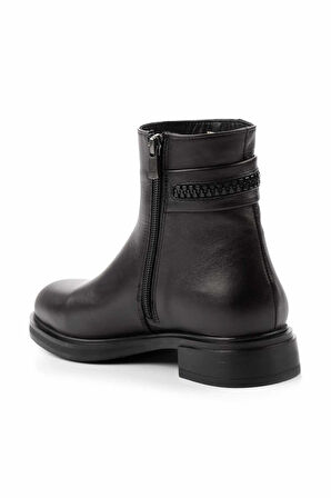 Siyah Leather Kadın Bot & Bootie K02379013243