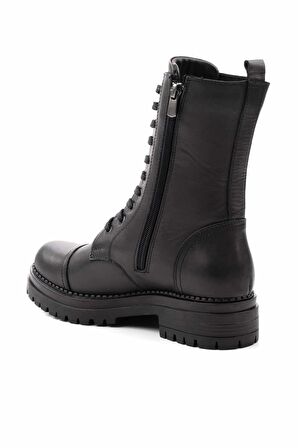 Siyah Hakiki Deri Kadın Bot & Bootie K02390031903
