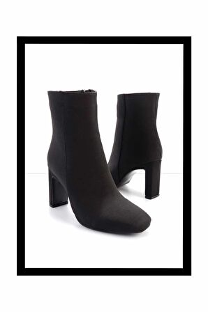 Mat Siyah Saten  Kadın Bot & Bootie K02397068438