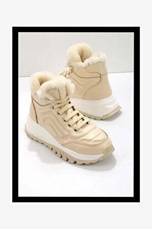 Bej Hakiki Deri Kadın Bot & Bootie K02410060103