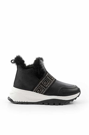 Siyah Hakiki Deri Kadın Bot & Bootie K02410060003