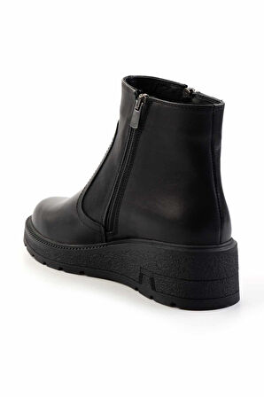 Siyah Hakiki Deri Kadın Bot & Bootie K02413040703