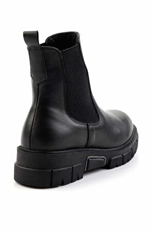 Siyah Hakiki Deri Kadın Bot & Bootie K02413041103