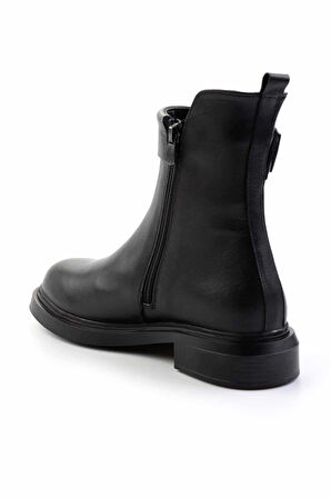 Siyah Hakiki Deri Kadın Bot & Bootie K02413041303