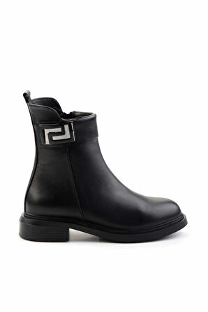 Siyah Hakiki Deri Kadın Bot & Bootie K02413041303
