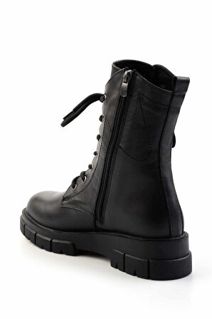 Siyah Hakiki Deri Kadın Bot & Bootie K02413041503