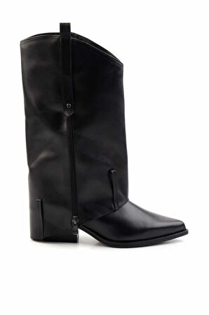 Siyah Hakiki Deri Kadın Bot & Bootie K02415016003