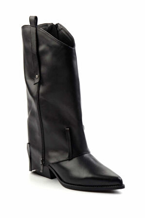 Siyah Hakiki Deri Kadın Bot & Bootie K02415016003