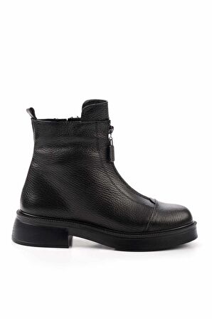 Siyah Hakiki Deri Kadın Bot & Bootie K02423018003