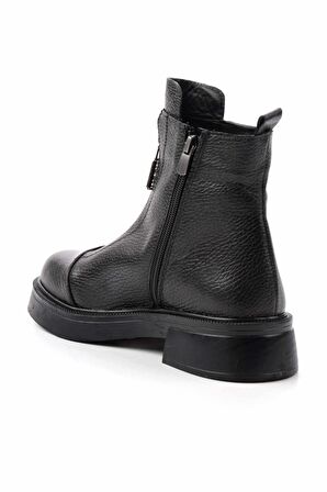 Siyah Hakiki Deri Kadın Bot & Bootie K02423018003