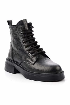 Siyah Hakiki Deri Kadın Bot & Bootie K02423018103
