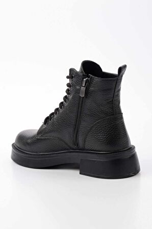 Siyah Hakiki Deri Kadın Bot & Bootie K02423018103