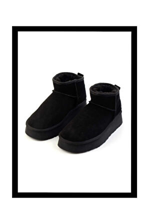 Siyah Süet Hakiki Deri Kadın Bot & Bootie K02422009002