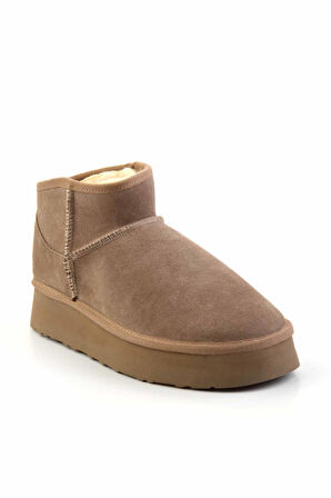 Bej Süet Hakiki Deri Kadın Bot & Bootie K02422009002