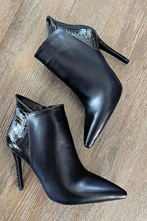 Siyah Siyah Kroko  Kadın Bot & Bootie K02428331109