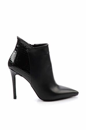 Siyah Siyah Kroko  Kadın Bot & Bootie K02428331109