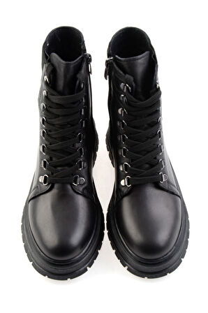 Siyah Hakiki Deri Kadın Bot & Bootie K02462040403