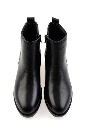 Siyah Hakiki Deri Kadın Bot & Bootie K02462040503