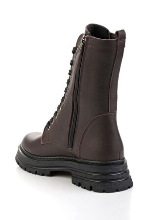 Kahve Hakiki Deri Kadın Bot & Bootie K02462040503