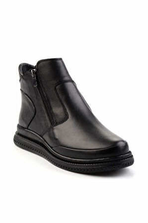 Siyah Hakiki Deri Kadın Bot & Bootie K02462040203