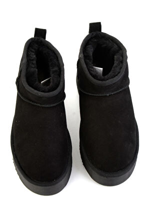 Siyah Süet Hakiki Deri Kadın Bot & Bootie K02502020702