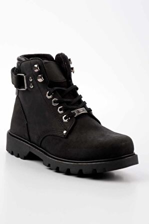 Siyah Hakiki Deri Kadın Bot & Bootie K02513190403