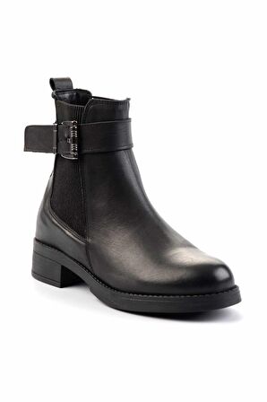 Siyah Hakiki Deri Kadın Bot & Bootie K02513318303