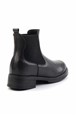 Siyah Hakiki Deri Kadın Bot & Bootie K02513320303