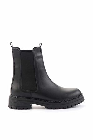 Siyah Hakiki Deri Kadın Bot & Bootie K02513410203