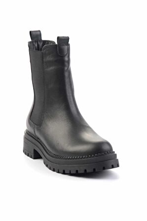 Siyah Hakiki Deri Kadın Bot & Bootie K02513410203