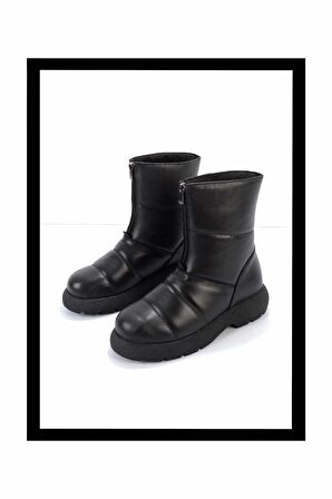 Siyah Hakiki Deri Kadın Bot & Bootie K02513507003