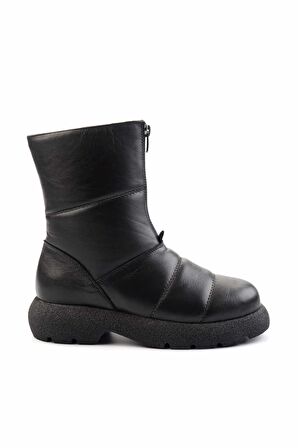 Siyah Hakiki Deri Kadın Bot & Bootie K02513507003