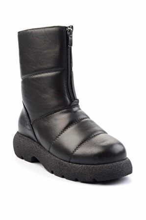 Siyah Hakiki Deri Kadın Bot & Bootie K02513507003