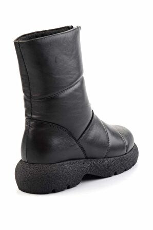 Siyah Hakiki Deri Kadın Bot & Bootie K02513507003