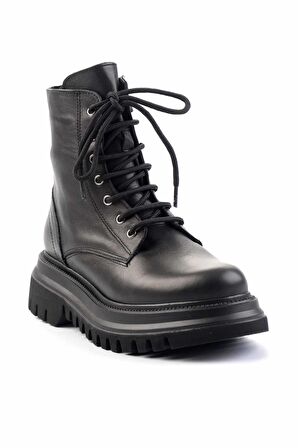 Siyah Hakiki Deri Kadın Bot & Bootie K02513870103