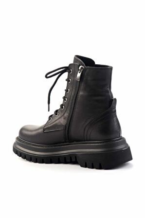 Siyah Hakiki Deri Kadın Bot & Bootie K02513870103