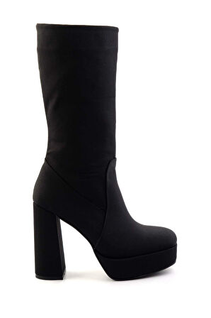 Mat Siyah Saten  Kadın Bot & Bootie K02527293038