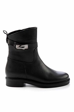 Bambi Siyah Hakiki Deri Kadın Bot & Bootie K02531205603