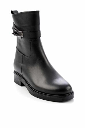Bambi Siyah Hakiki Deri Kadın Bot & Bootie K02531205603