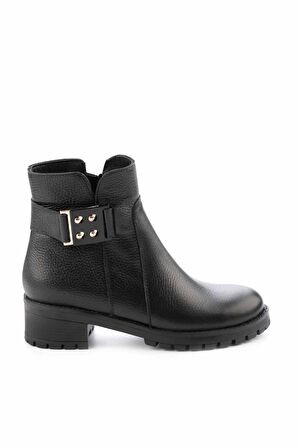 Siyah Hakiki Deri Kadın Bot & Bootie K02531206103